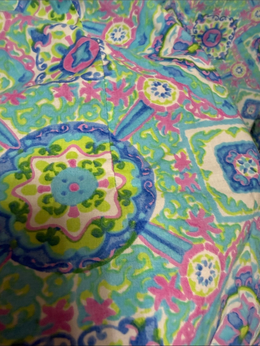 Talbots 100% Cotton Floral-Paisley Button Front Blouse in Pink,Blue & Green Plus - Picture 4 of 5